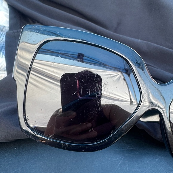 Versace Black Sunglasses with Gold Accents - Picture 6 of 7